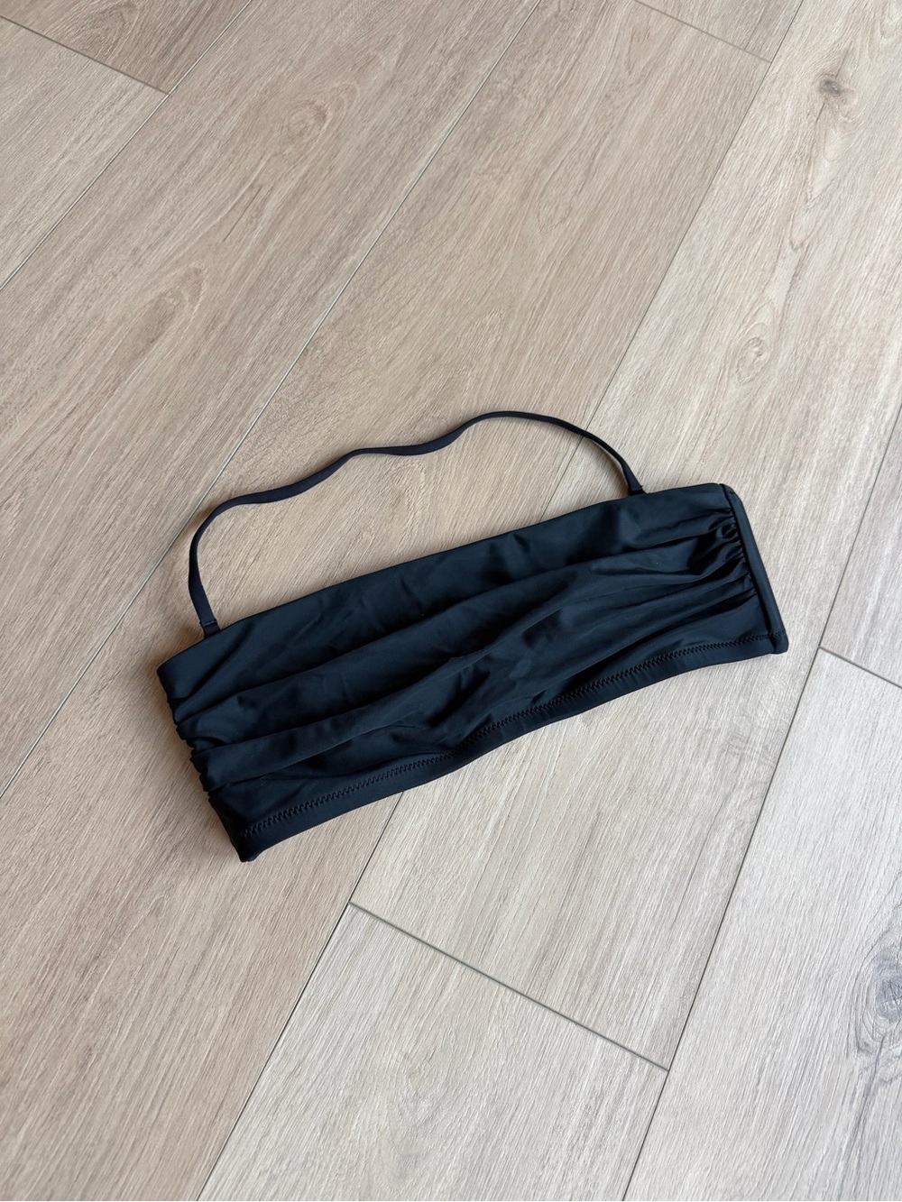 J. Crew Black Bandeau Swim Top with Slim Strap